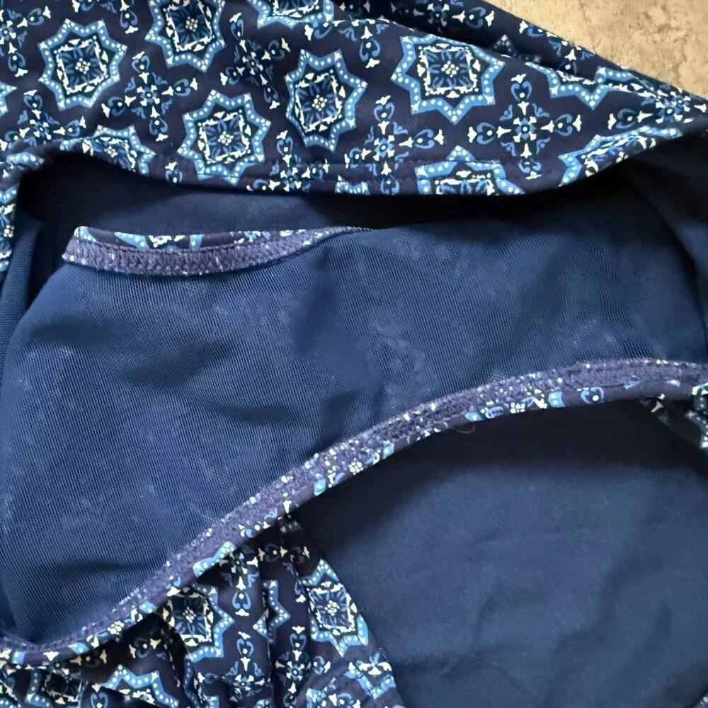 Niptuck Swim Porcelain Blue Twist Front One Piece Suit Ruched Multifit Cup Sz 10